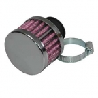 Breather filter for 12 mm hose with chrome top and hose clamp